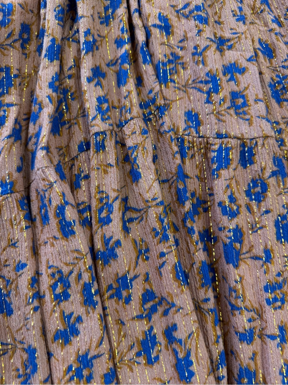 Jen’s Pirate Booty Rust Floral Maxi Boho Dress with Deep V-Neck OBO Glitter Gold - Picture 9 of 13